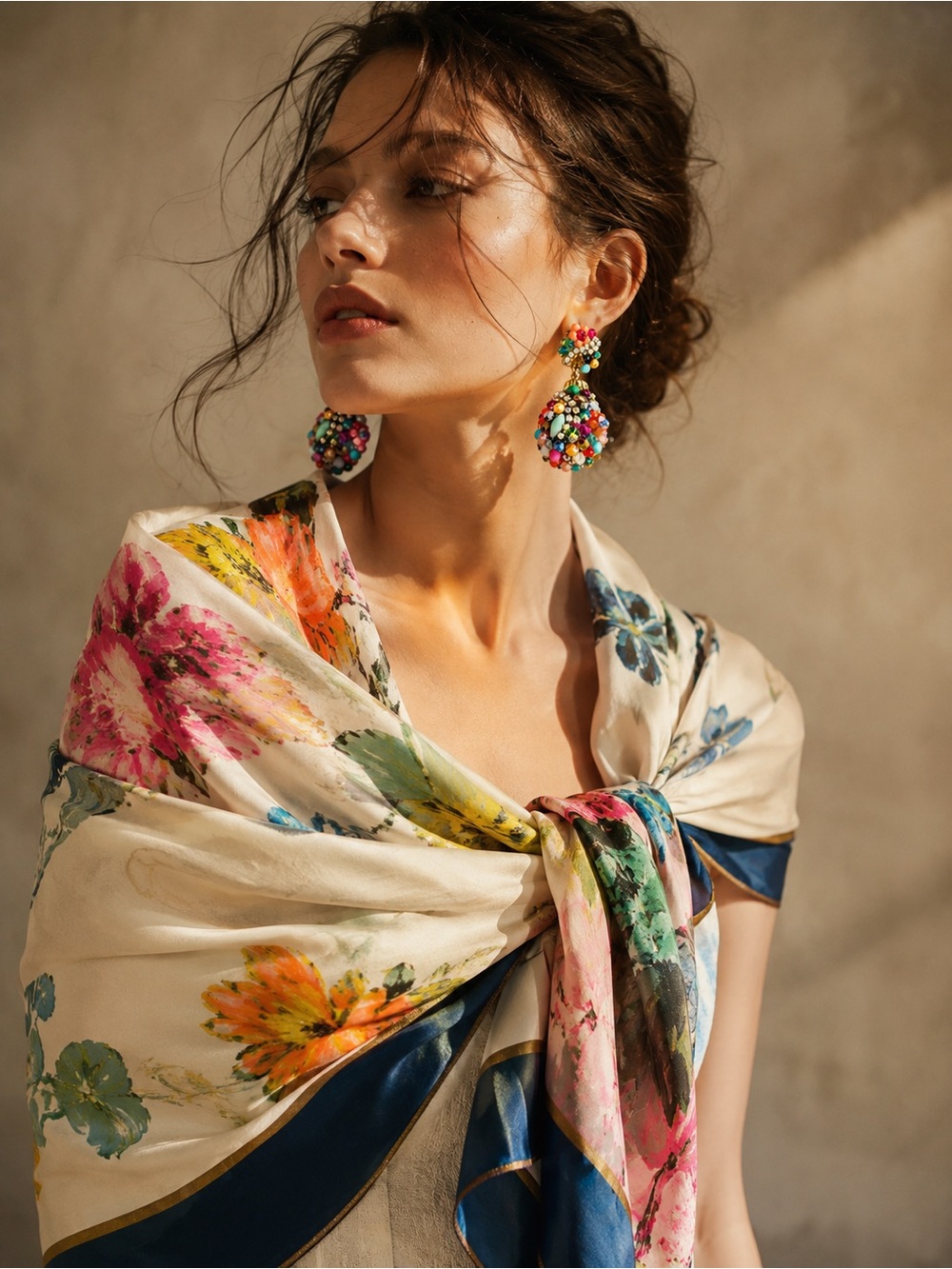 Italian Handmade Colorful Beaded Statement Earrings ｜Resort Vacation Art Jewelry